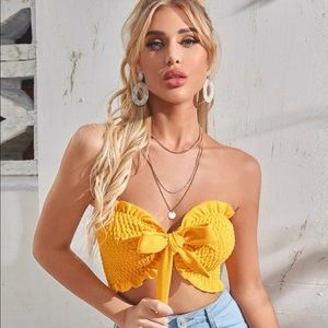 Tie Front Shirred Tube Top